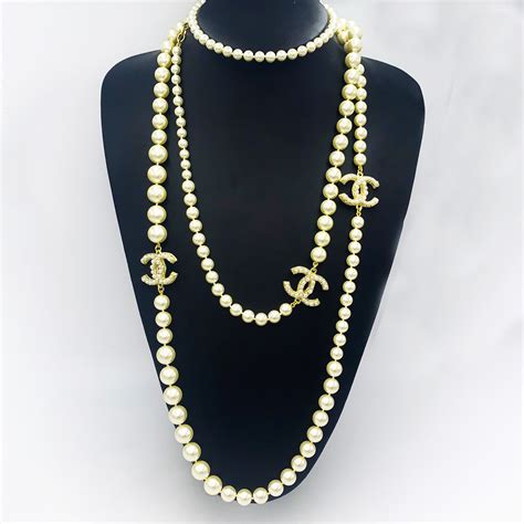 chanel costume jewelry necklaces|chanel pearl long strand necklaces.